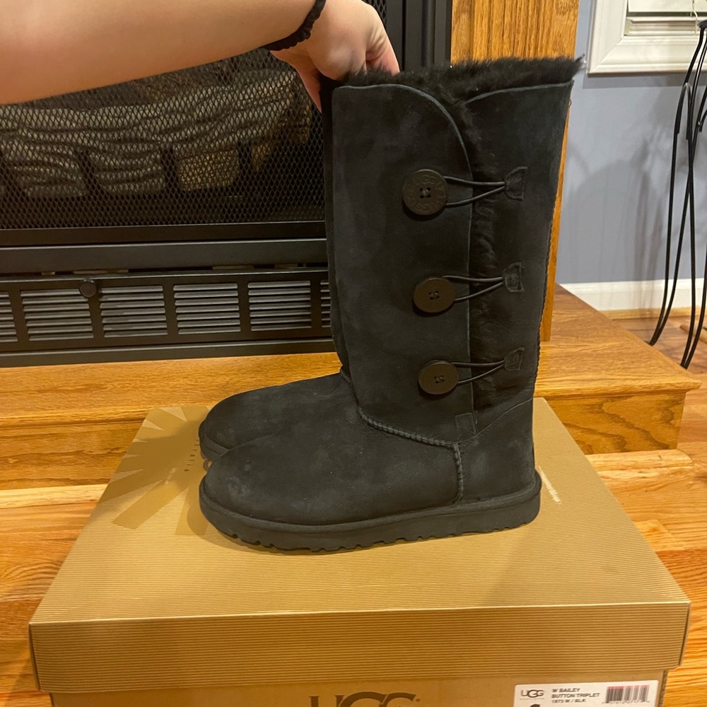 UGG Black Bailey Button Triplet Boots